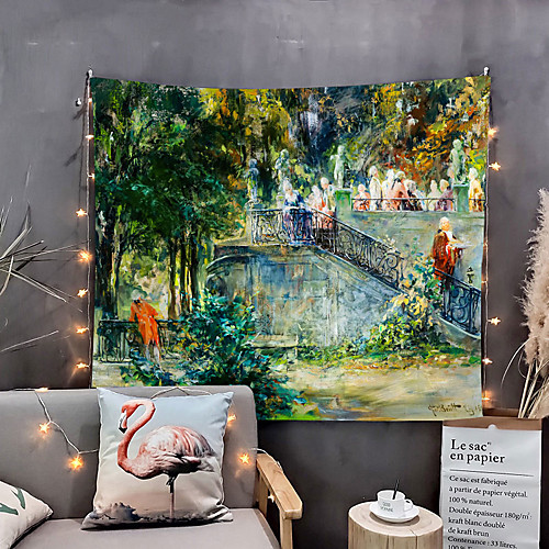 

Oil Painting Style Wall Tapestry Art Decor Blanket Curtain Hanging Home Bedroom Living Room Decoration Stair Forest