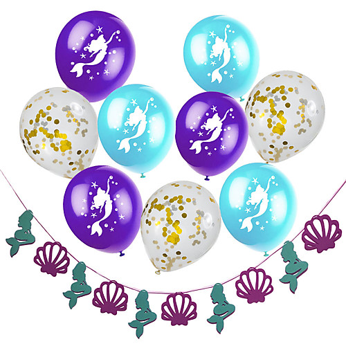 

Party Balloons 91 pcs Mermaid Party Supplies Latex Balloons Pull Flag Boys and Girls Party Birthday Decoration 12inch for Party Favors Supplies or Home Decoration