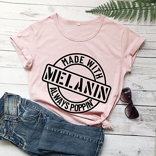 

Women's T shirt Graphic Text Graphic Prints Print Round Neck Tops 100% Cotton Basic Basic Top White Black Purple