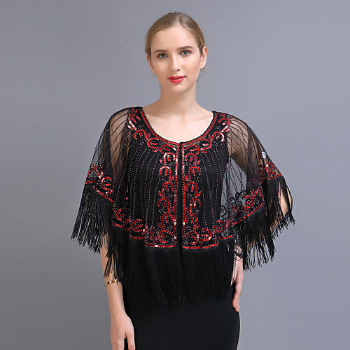 

3/4 Length Sleeve Shawls Tulle / Polyester Office / Career / Birthday Shawl & Wrap With Tassel