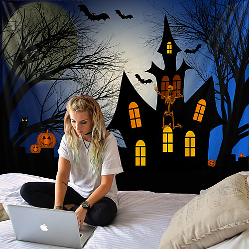 

Halloween pumpkin tapestry room quilt wall art home decoration of tapestry Halloween tapestry