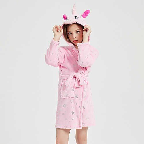 

Kid's Kigurumi Pajamas Bathrobe Oodie Unicorn Flying Horse Onesie Pajamas Flannel Fabric Pink Cosplay For Boys and Girls Animal Sleepwear Cartoon Festival / Holiday Costumes / Bath Robe