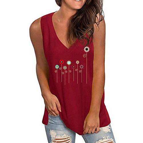 

Women's Tank Top Graphic Prints V Neck Tops Basic Top White Black Yellow