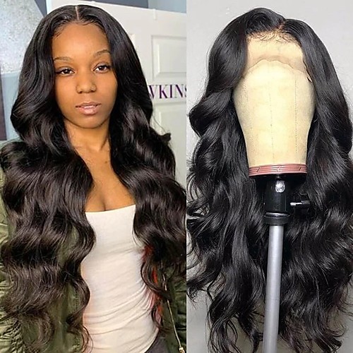 

Remy Human Hair Lace Front Wig style Brazilian Hair Body Wave Natural Wig 150% Density with Baby Hair For Black Women 100% Virgin Women's Long Human Hair Lace Wig