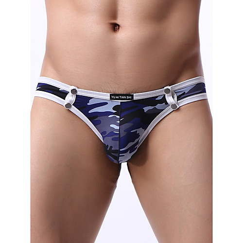 

Men's 1 Piece Print Briefs Underwear - Normal Low Waist Black Red Royal Blue S M L