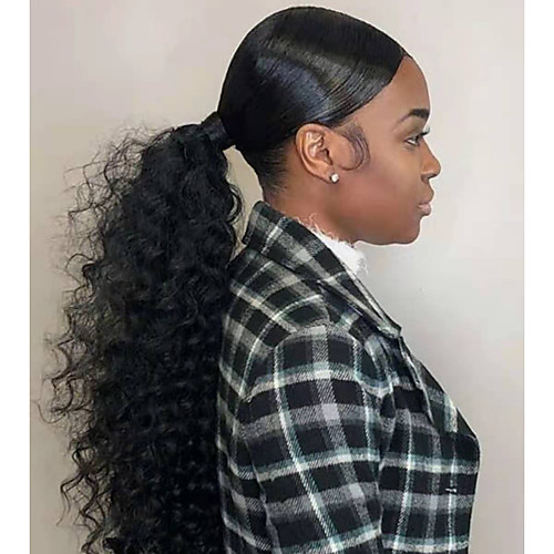 

Hair weave Ponytails Women / Extention / Natural Human Hair Hair Piece Hair Extension Curly / Wavy 18 inch Daily Wear / Club / Festival