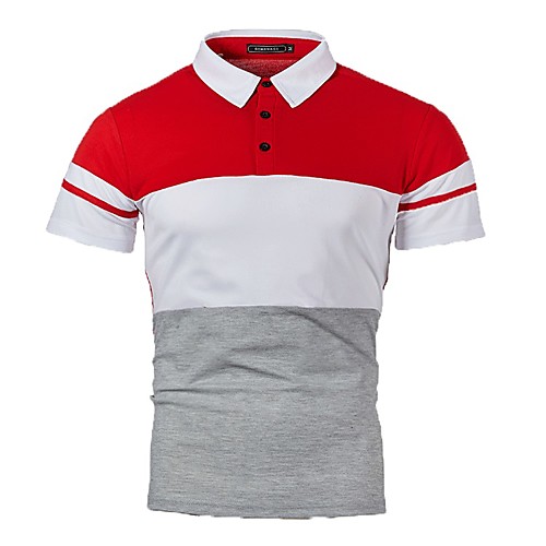 

Men's Polo Color Block Short Sleeve Daily Tops Business Basic Black Red Light gray