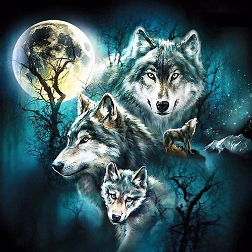 

5D Diamond Painting Full Square Animal Diamond Embroidery Rhinestones Pictures Diamond Mosaic Moon Wolf