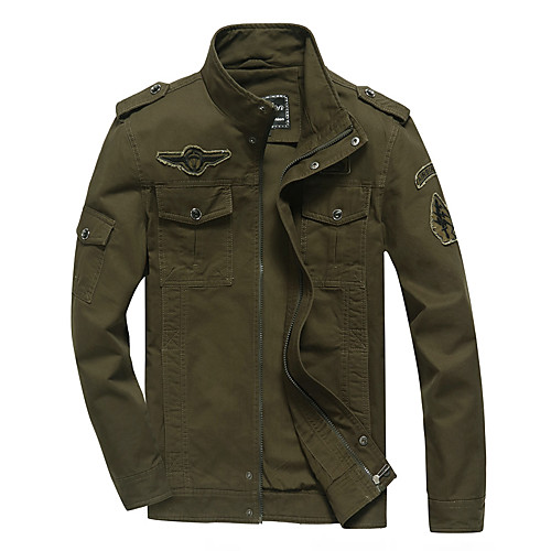 

Men's Hiking Jacket Military Tactical Jacket Outdoor Solid Color Thermal Warm Windproof Multi-Pockets Lightweight Jacket Top Cotton Hunting Fishing Climbing Black Army Green Khaki / Breathable