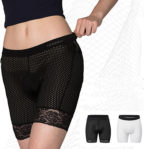 

TESDEN Women's Cycling Under Shorts Cycling Shorts Nylon Spandex Bike Underwear Shorts Padded Shorts / Chamois Bottoms Breathable 3D Pad Quick Dry Sports White / Black Mountain Bike MTB Road Bike