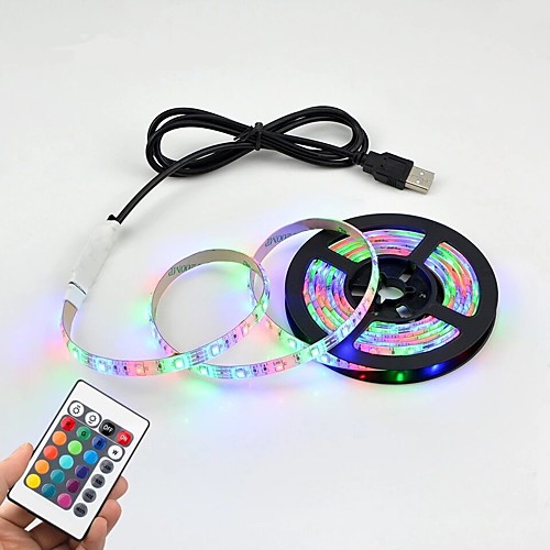 

5M USB LED Strip Lights SMD 2835 DC 5V Waterproof Remote Control Flexible Light Lamp 60LEDs / M Desktop Decoration Tape TV Background Room Lighting