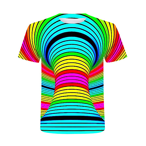

Men's T shirt Graphic Plus Size Print Short Sleeve Club Tops Streetwear Exaggerated Rainbow