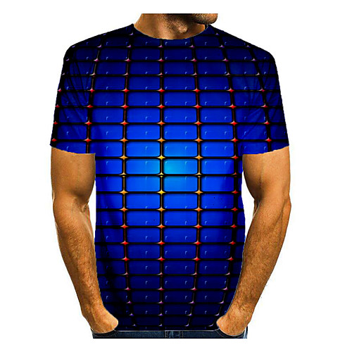 

Men's T shirt Graphic Print Short Sleeve Daily Tops Basic Blue