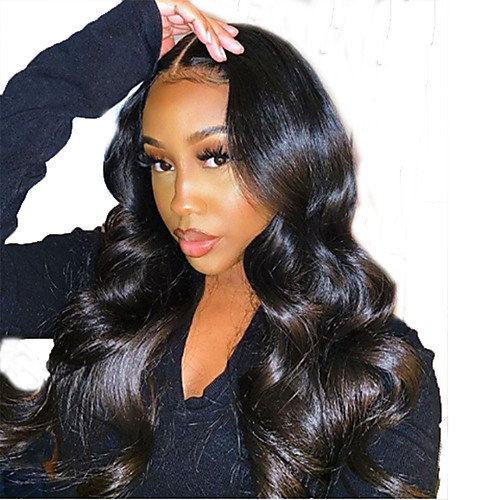 

Human Hair Lace Front Wig Free Part style Brazilian Hair Wavy Body Wave Black Wig 130% Density with Baby Hair Natural Hairline For Black Women 100% Virgin 100% Hand Tied Women's Long Human Hair Lace