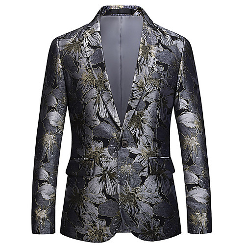 

Gray Regular Fit Polyester Men's Suit - Notch lapel collar