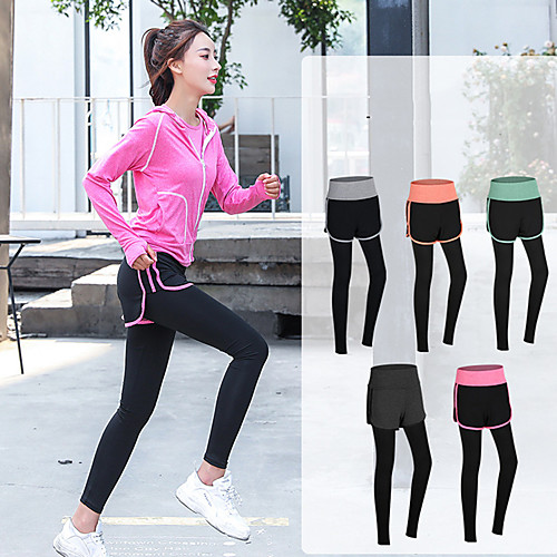 

Women's Running Shorts With Tights Athleisure Bottoms 2 in 1 Split Winter Fitness Gym Workout Running Jogging Training Tummy Control Butt Lift Breathable Sport Dark Gray Fuchsia Orange Green Dark