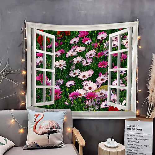 

Window Landscape Wall Tapestry Art Decor Blanket Curtain Picnic Tablecloth Hanging Home Bedroom Living Room Dorm Decoration Polyester Garden Flower Rural