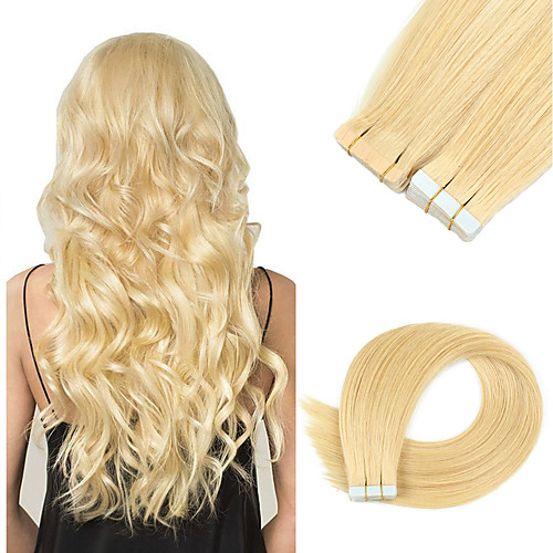 

Tape In Hair Extensions Remy Human Hair Skin Wefts 20pcs 50 g Pack Straight Black 16-24 inch Hair Extensions