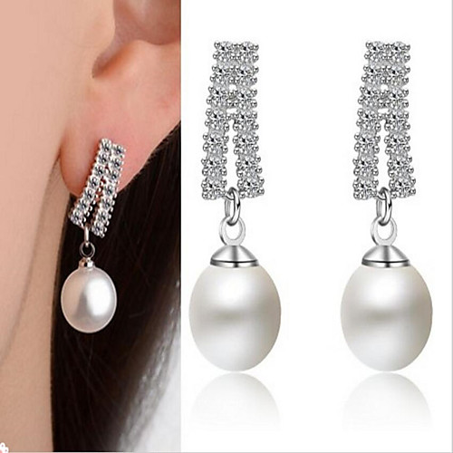 

Women's Stud Earrings Classic Love Silver Plated Earrings Jewelry White For Party Wedding Daily Festival 1 Pair