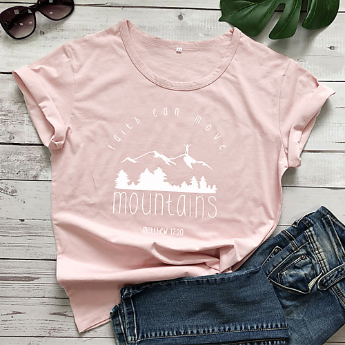 

Women's T-shirt Graphic Prints Letter Print Round Neck Tops 100% Cotton Basic Basic Top White Black Purple