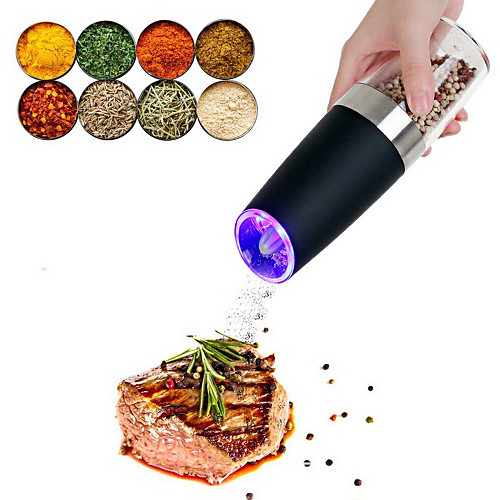 

Electric Salt and Pepper Grinder Stainless Steel Pepper and Salt Mill with LED Light Perfect for Different Cooked Food