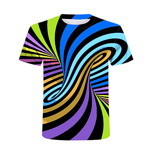 

Men's T shirt Graphic Plus Size Print Short Sleeve Club Tops Streetwear Exaggerated Rainbow