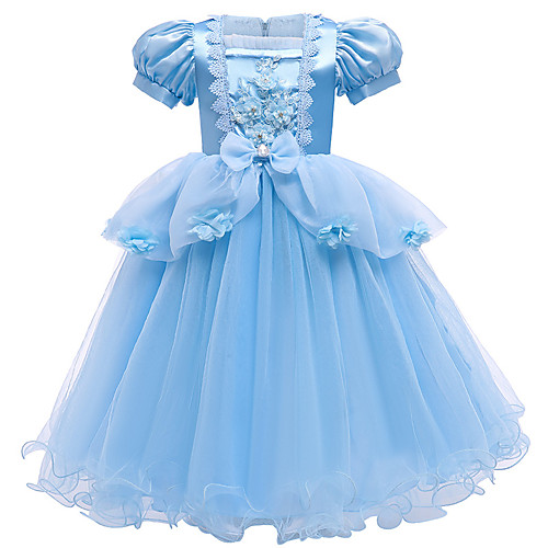 

Princess Dress Party Costume Flower Girl Dress Girls' Movie Cosplay Princess Light Blue Dress Children's Day Masquerade Polyester