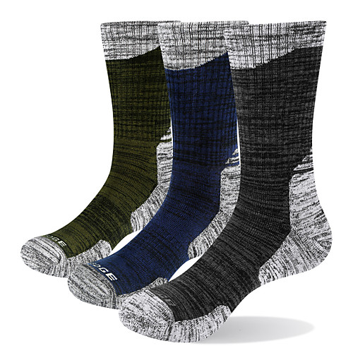

Men's Hiking Socks Crew Socks Ski Socks 3 Pairs Outdoor Breathable Warm Moisture Wicking Anti Blister Socks Patchwork Cotton Multi color for Camping / Hiking Hunting Fishing