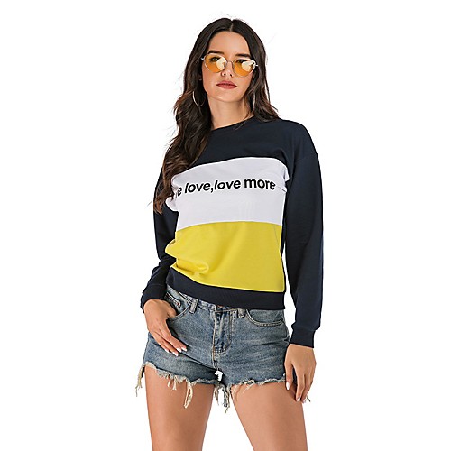 

Women's Sweatshirt Pullover Artistic Style Crew Neck Cotton Color Block Cute Letter Printed Sport Athleisure Sweatshirt Long Sleeve Warm Soft Oversized Comfortable Everyday Use Causal Exercising