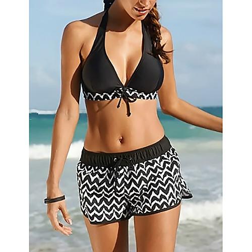 

Women's Tankini Swimsuit Geometric Black Swimwear Bathing Suits
