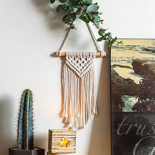 

Hand Woven Macrame Wall Tapestry Bohemian Boho Art Decor Blanket Curtain Hanging Home Bedroom Living Room Decoration Nordic Handmade Tassel Cotton