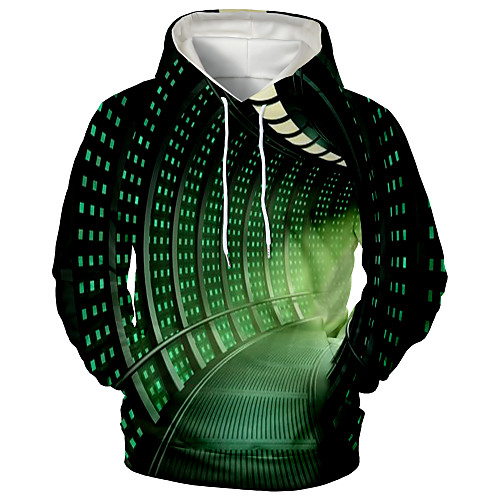 

Men's Hoodie Graphic Daily Going out 3D Print Sports & Outdoors Hoodies Sweatshirts Green