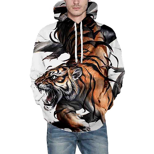 

Men's Hoodie Graphic Animal Daily Going out 3D Print Casual Hoodies Sweatshirts Brown