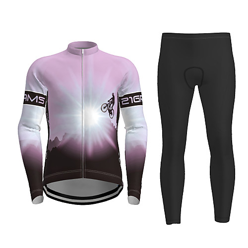 

21Grams Men's Long Sleeve Cycling Jersey with Tights Winter Black / Yellow Purple Red Novelty Bike Quick Dry Breathable Sports Novelty Mountain Bike MTB Road Bike Cycling Clothing Apparel