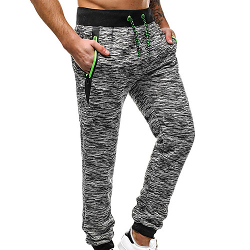 

Men's Sporty Breathable Slim Daily Going out Sweatpants Pants Solid Colored Drawstring Black Army Green Gray / Spring / Fall