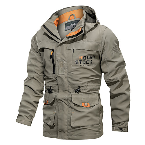 

Men's Solid Colored Fall & Winter Jacket Regular Daily Long Sleeve Polyester Coat Tops Army Green