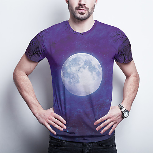 

Men's T shirt 3D Print Graphic Plus Size Print Short Sleeve Daily Tops Basic Purple