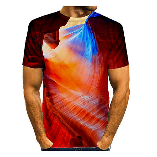 

Men's T shirt Graphic Short Sleeve Daily Tops Basic Elegant Red