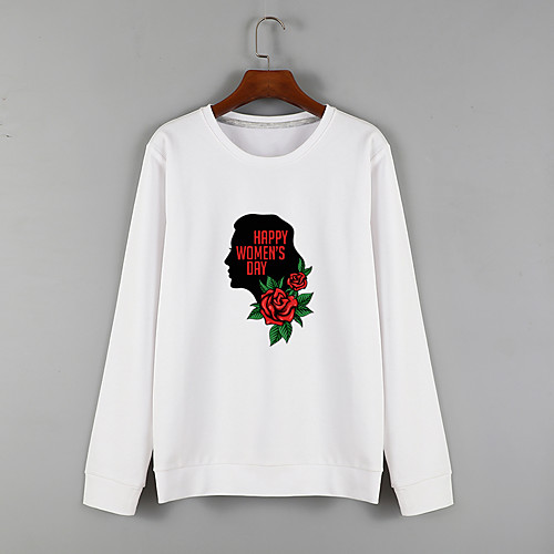 

Women's Sweatshirt Pullover White Blue Cartoon Crew Neck Fleece Cute Flower Letter & Number Sport Athleisure Sweatshirt Top Long Sleeve Warm Soft Comfortable Everyday Use Causal Exercising General Use