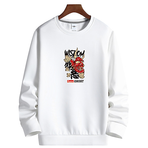 

Men's Pullover Sweatshirt Graphic Round Neck Daily Going out Casual Streetwear Hoodies Sweatshirts White Black Blue