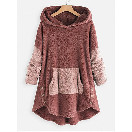 

Women's Pullover Hoodie Sweatshirt Teddy Coat Solid Color Plain Daily Basic Hoodies Sweatshirts Blue Blushing Pink Army Green