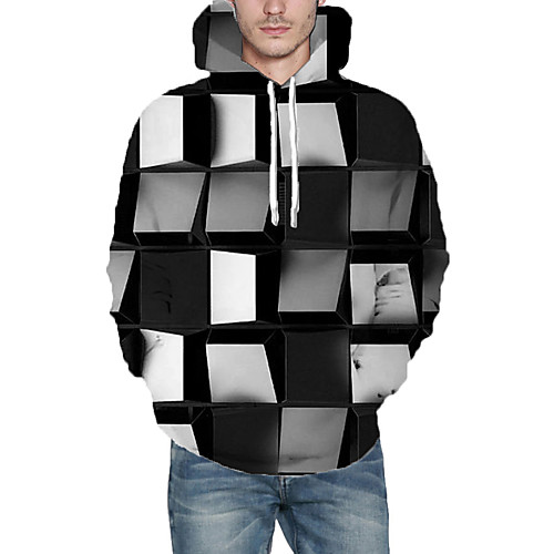 

Men's Hoodie Graphic Geometric Daily Going out 3D Print Casual Hoodies Sweatshirts Black