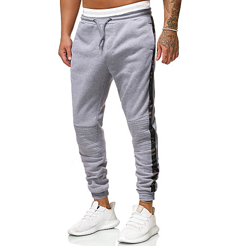

Men's Slim Sweatpants Pants Solid Colored Full Length Black Light gray / Fall