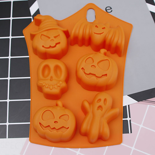 

Halloween Party Halloween Silicone Mold 6 Cavities Pumpkin Ghost Bat Shape Cookies Chocolate Molds