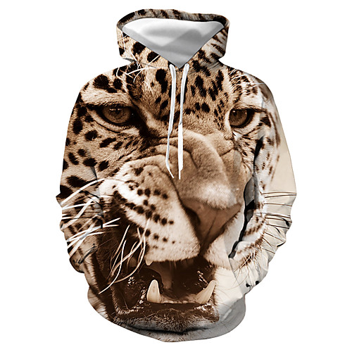 

Men's Pullover Hoodie Sweatshirt Graphic Animal Hooded Daily Club Casual Hoodies Sweatshirts Khaki