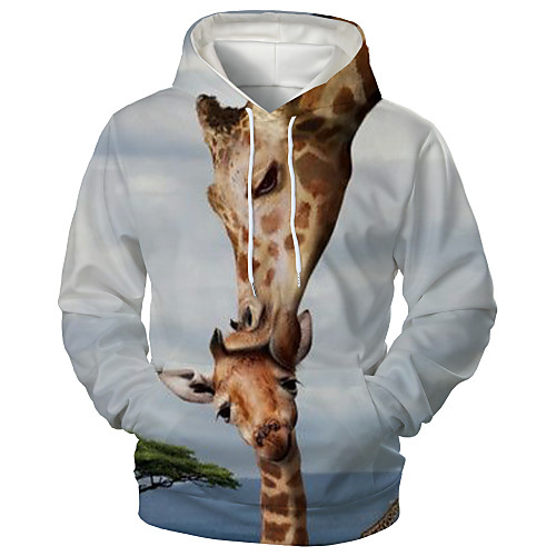 

Men's Daily Hoodie Graphic Animal Hooded Casual Hoodies Sweatshirts White