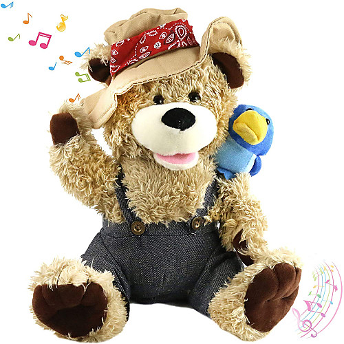 

Electric Toys Stuffed Animal Plush Toy Teddy Bear Cowboy Gift Singing Interactive PP Plush Imaginative Play, Stocking, Great Birthday Gifts Party Favor Supplies Boys and Girls Baby & Toddler