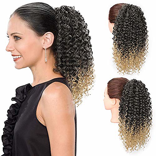 

drawstring ponytail extension for natural hair ponytail kinky drawstring ponytail curly clip extension synthetic hairpieces mixed color for women & # 40; 1b / 27 #& #41;…