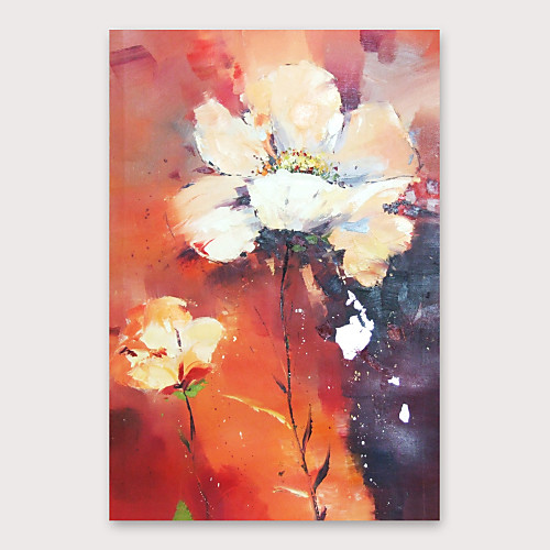 

Oil Painting Hand Painted Vertical Abstract Floral / Botanical Modern Stretched Canvas