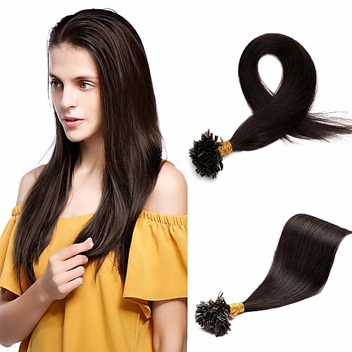 

Fusion / U Tip Hair Extensions Remy Human Hair Nail Tip Hair Extensions 50 pcs 50 g Pack Straight Brown 16-24 inch Hair Extensions